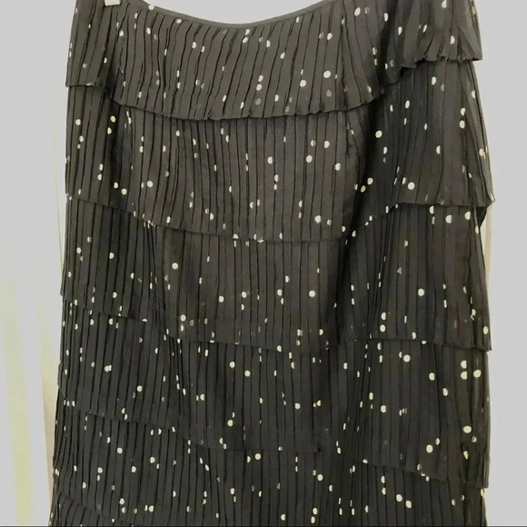 Kay Unger black and gold polkadot ruffle tiered pencil skirt size 4 - Picture 4 of 10